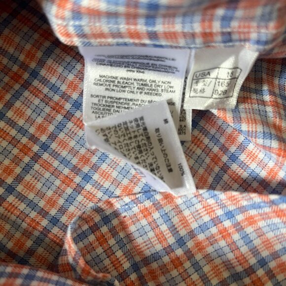 Brooks Brothers 1818 Shirt Mens Small 15 4/5 Regent Blue Orange Plaid Button Up - Picture 6 of 6